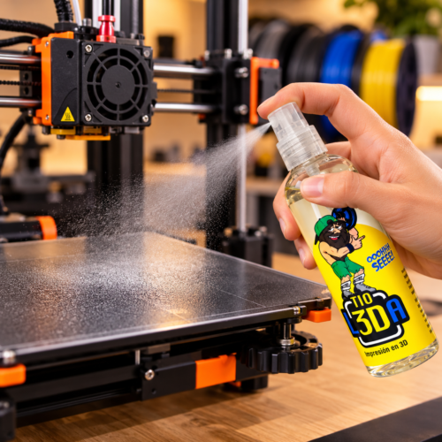 Rociando la cama de impresión 3D